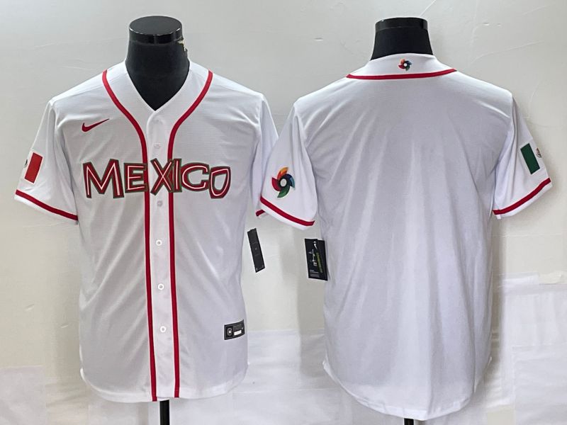 Men 2023 World Cub Mexico Blank White Nike MLB Jersey17
